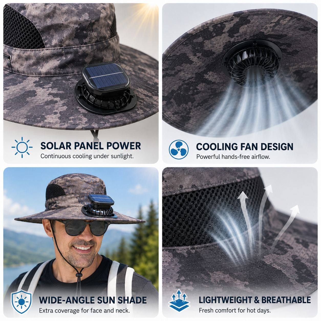 🔥HOT SALE 50% OFF🌞Solar-Powered Cooling Hat | Stay Cool Outdoors, No Batteries Needed