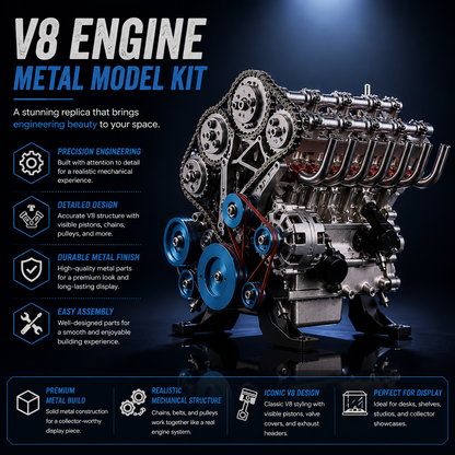 🏁 BEST SELLER 🔥 Miniature V8 Small-Block Engine Model Kitl Kit🛠️