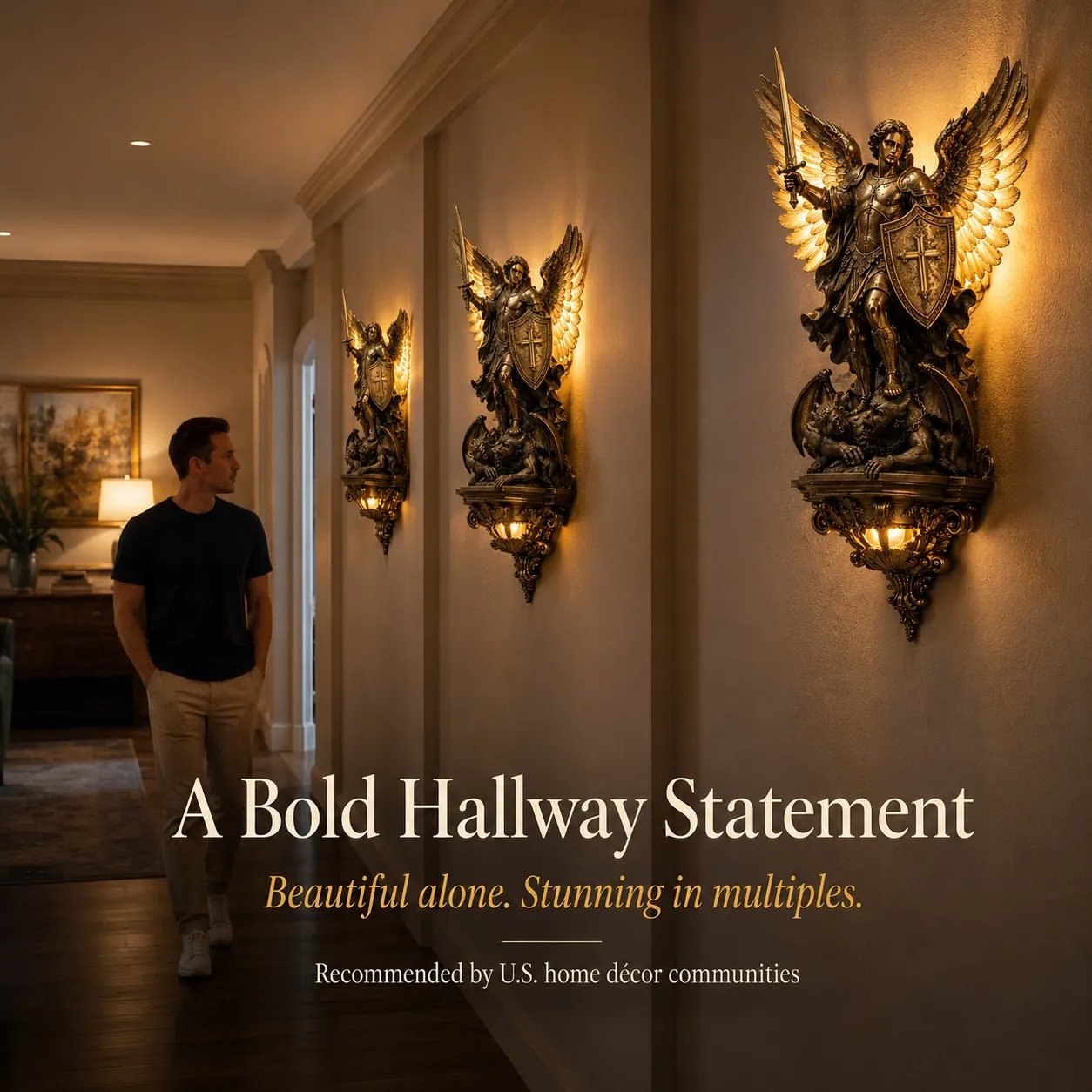 🎁50% OFF TODAY🕊️St. Michael Guardian Angel Wall Light✨