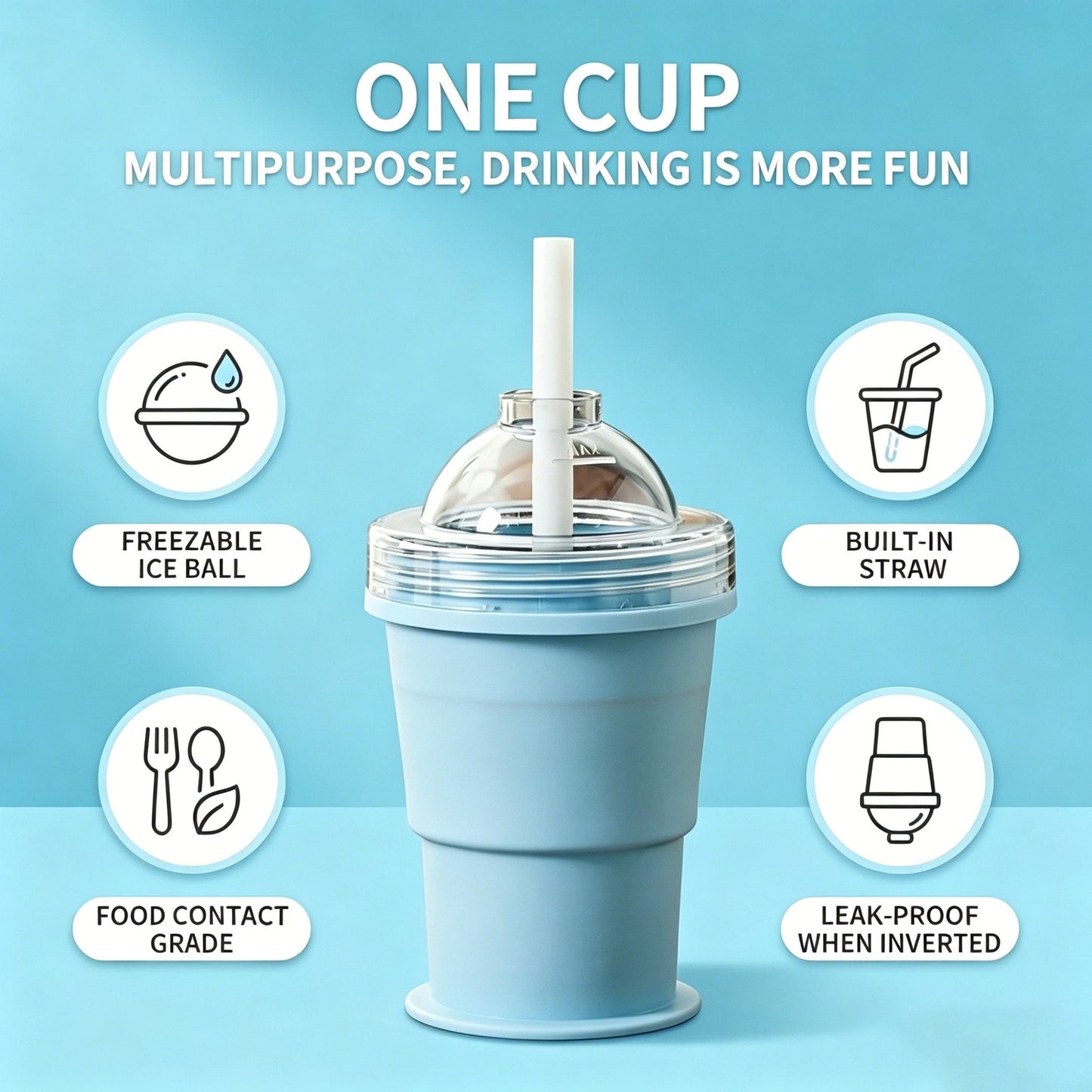 🧊55% OFF TODAY🥤 Foldable Ice Cup with Built-In Ice Ball Mold
