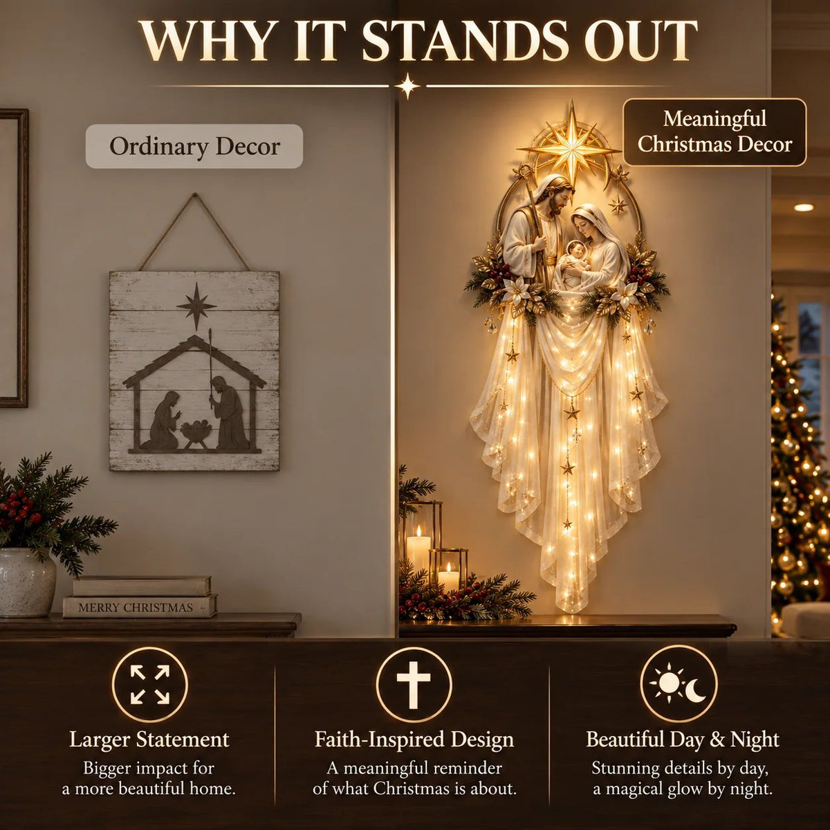 ✨50% OFF TODAY ✝️ Holy Family Star Veil™ – Meaningful Christmas Wall Decor