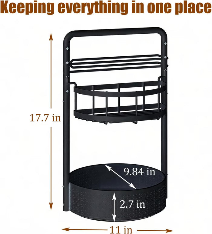 Rotating Spice Rack with Paper Towel Holder🧂🍳 2-Tier Lazy Susan Seasoning Organizer for Kitchen Countertop
