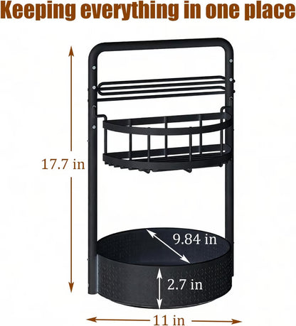 Rotating Spice Rack with Paper Towel Holder🧂🍳 2-Tier Lazy Susan Seasoning Organizer for Kitchen Countertop