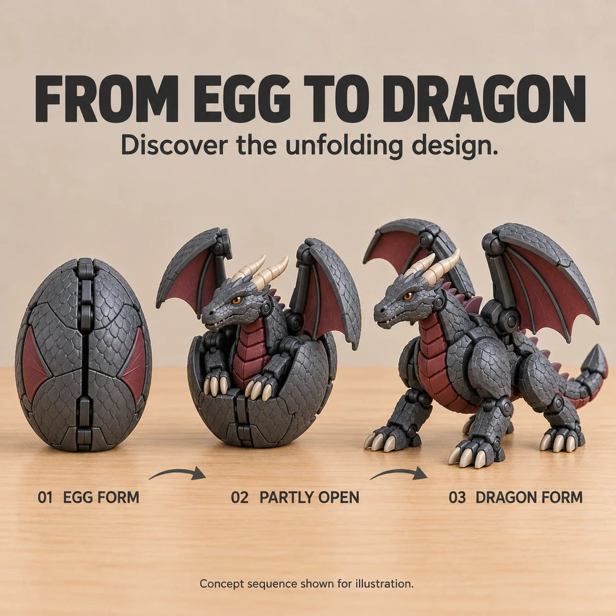 🔥🐉 Guardian Dragon Egg — Transforming Dragon Figure with Sculpted Details