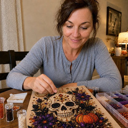 💥 Last Day 49% OFF – 👻✨ Halloween Pearl Art DIY Kit – Turn Tiny Pearls into Spooky-Cute Magic