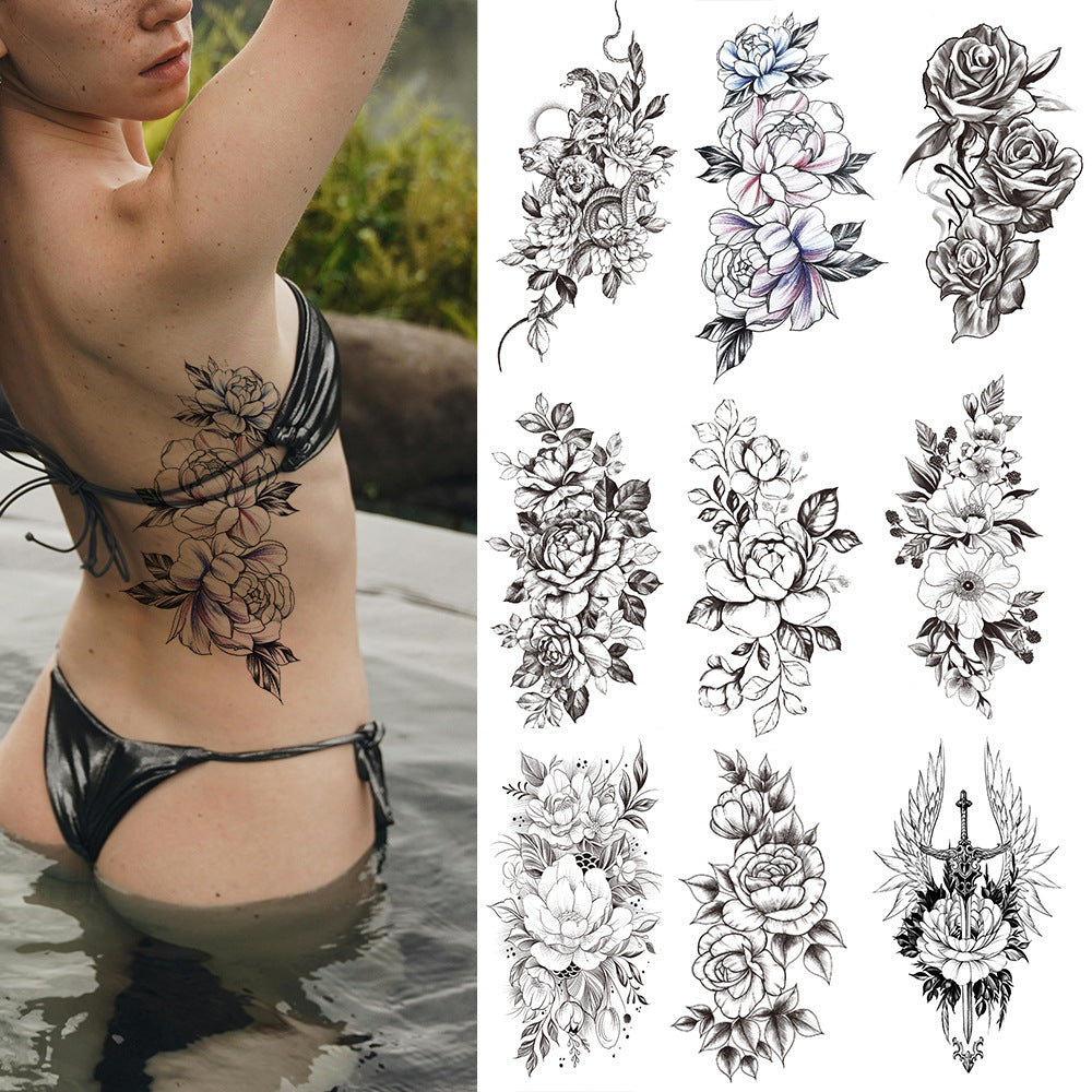 🔥HOT SALE 55% OFF🆒72 Sheets Large Black Temporary Tattoo Stickers - Tribal Wolves, Tigers, Lions, Snakes, Skulls