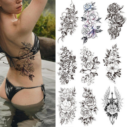 🔥HOT SALE 55% OFF🆒72 Sheets Large Black Temporary Tattoo Stickers - Tribal Wolves, Tigers, Lions, Snakes, Skulls