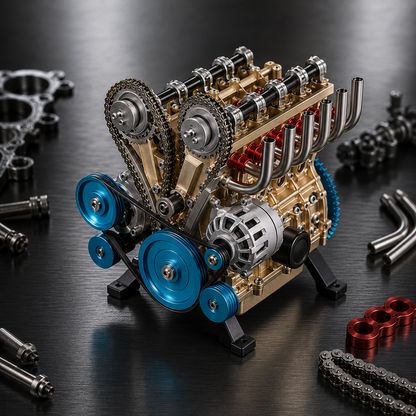 🏁 BEST SELLER 🔥 Miniature V8 Small-Block Engine Model Kitl Kit🛠️