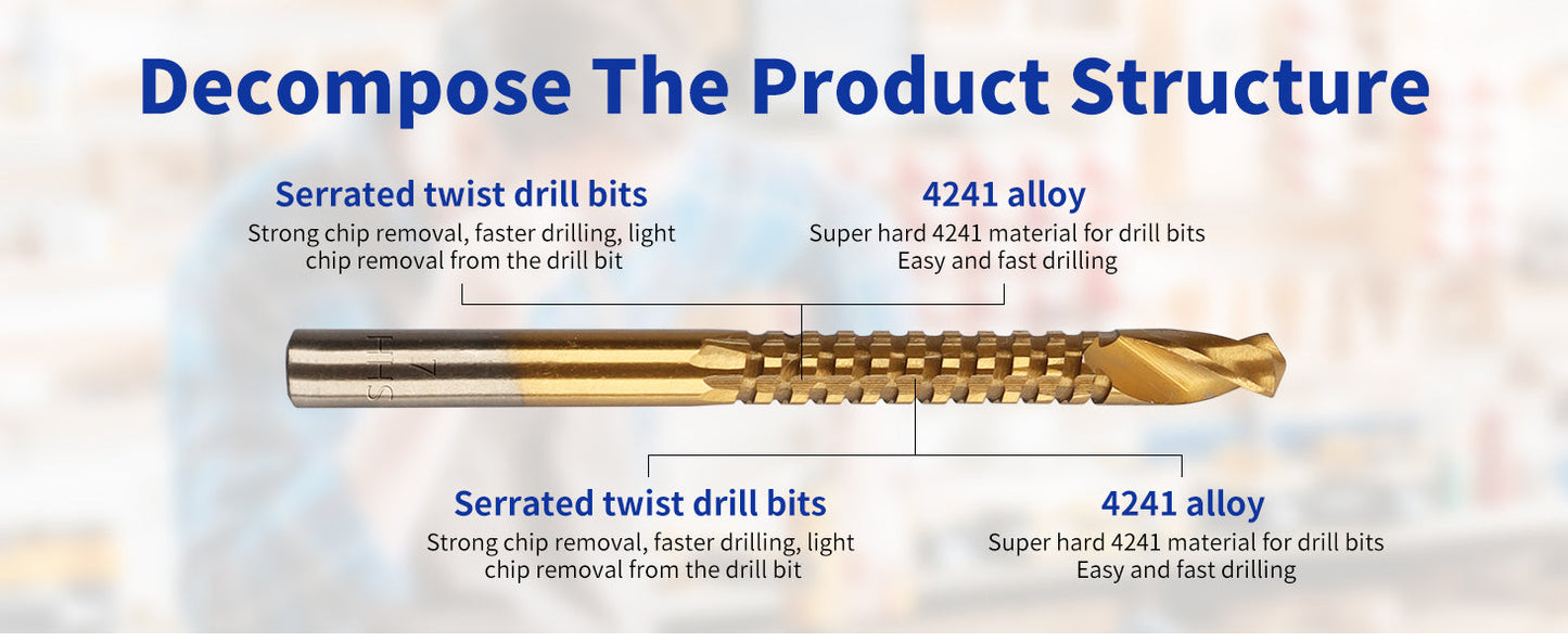 🔥50% OFF TODAY💪6-Piece 3–8mm Titanium Drill Bits⚡ Built for Metal, Wood & Plastic