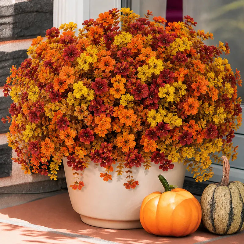 🎃 Fall Artificial Flowers – UV-Resistant Colorful Bouquet for Home, Garden, Wedding & Party Decor