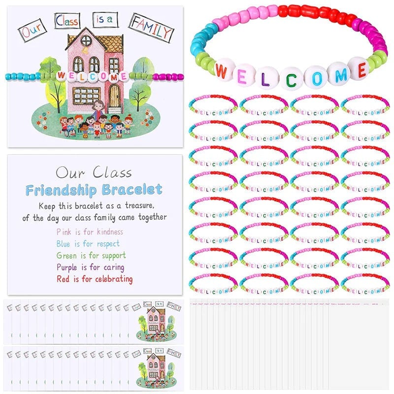 ✨🌈Pack of 25 Welcome Bead Bracelets - Strengthen Classroom Friendship & Spread Warm Kindness!