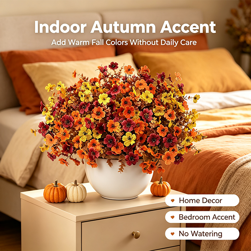 🍂Fall Artificial Flower Halloween 12pcs, UV Resistant Colorful Fake Flower🍂