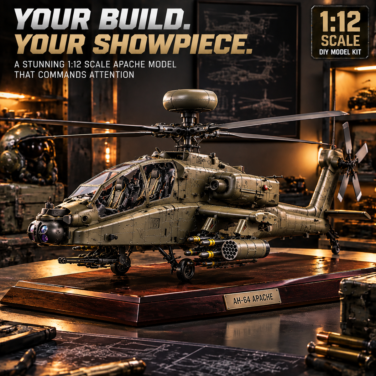 🚁Apache Attack Helicopter Model Kit – Build Your Own Military Aviation Legend