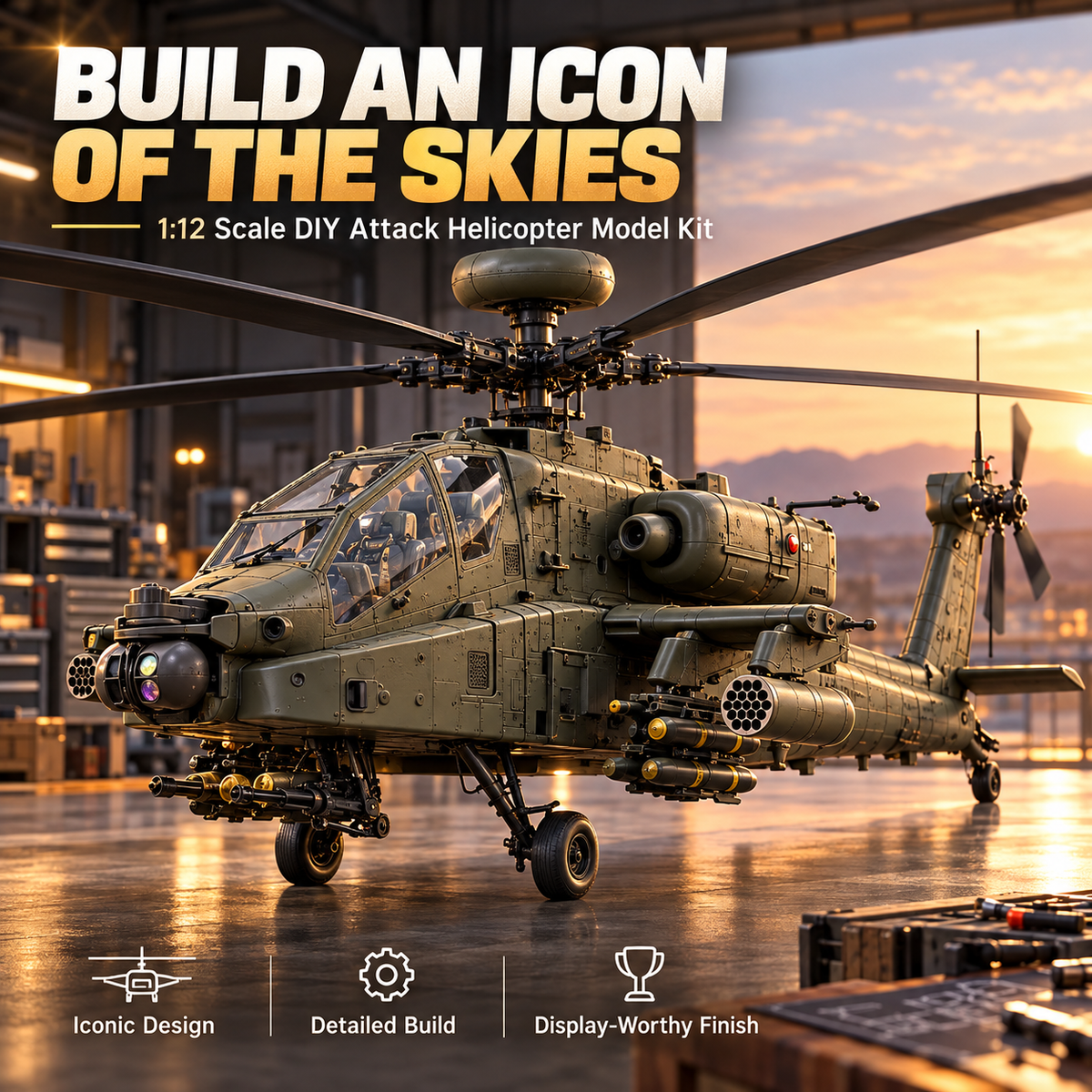 🚁Apache Attack Helicopter Model Kit – Build Your Own Military Aviation Legend