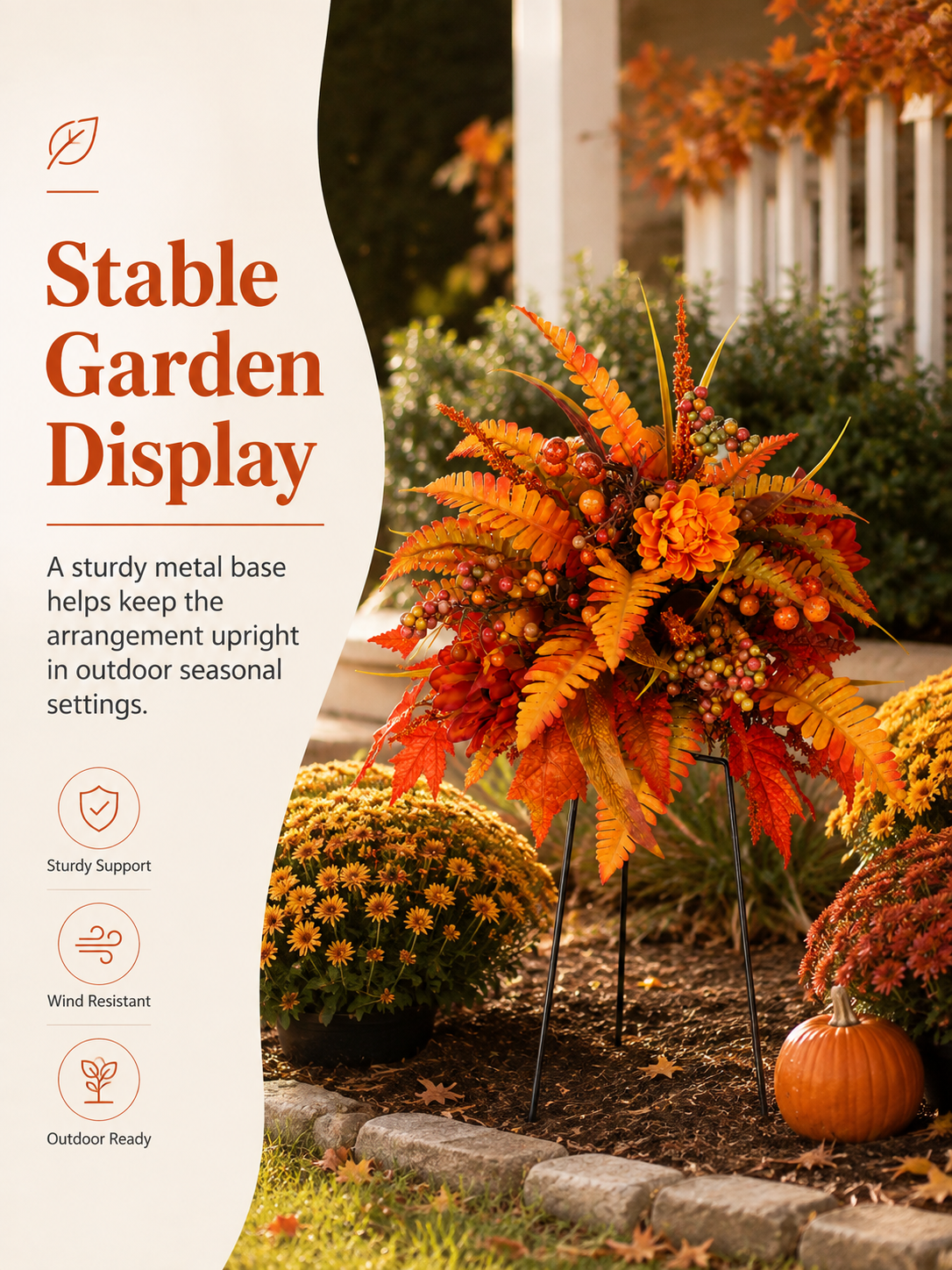 🍂Autumn Harvest Floral Garden Stake Arrangement