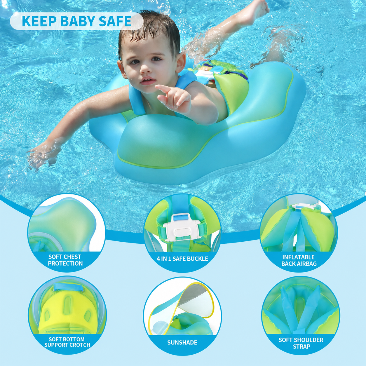 🏖️✨ Baby Swim Float with Safety Seat – Perfect for Water Play