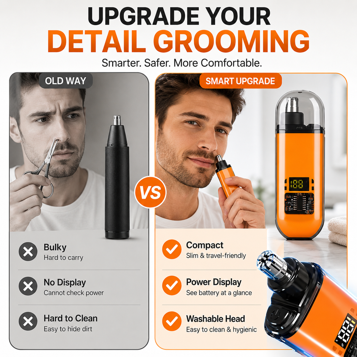 🔥 LAST DAY 50% OFF-🛠️Professional LED Display Nose Hair Trimmer
