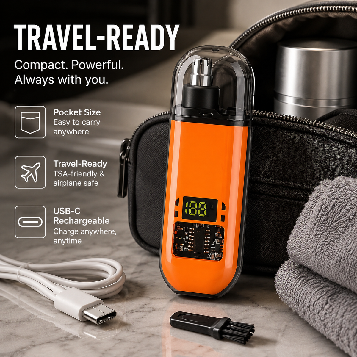 🔥 LAST DAY 50% OFF-🛠️Professional LED Display Nose Hair Trimmer