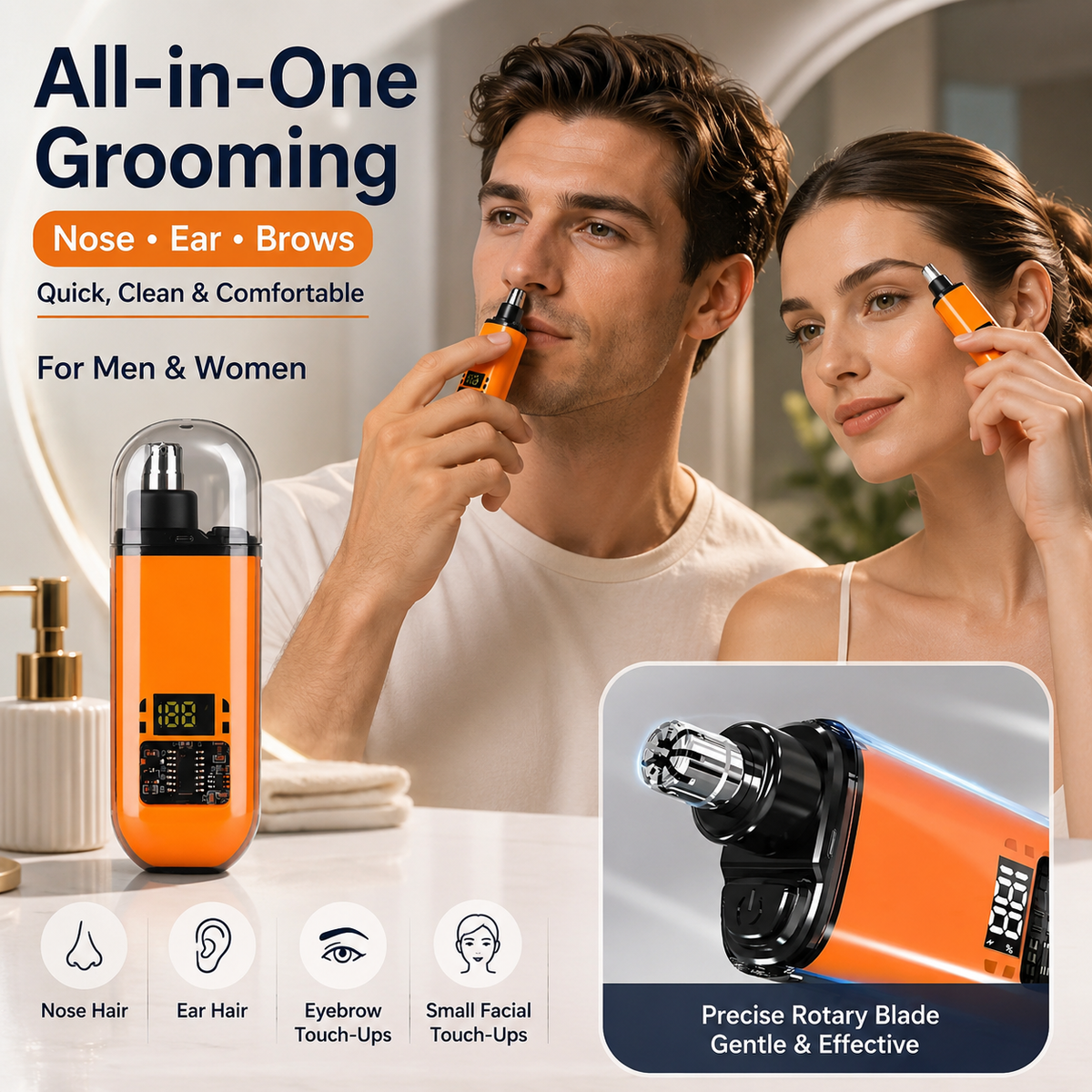 🔥 LAST DAY 50% OFF-🛠️Professional LED Display Nose Hair Trimmer