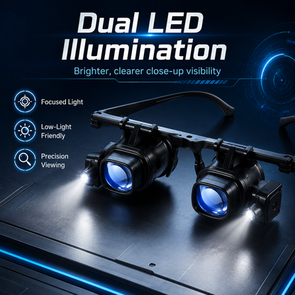 🔍 LED Head-Mounted Magnifying Glasses – Hands-Free Magnifier for Precision Work