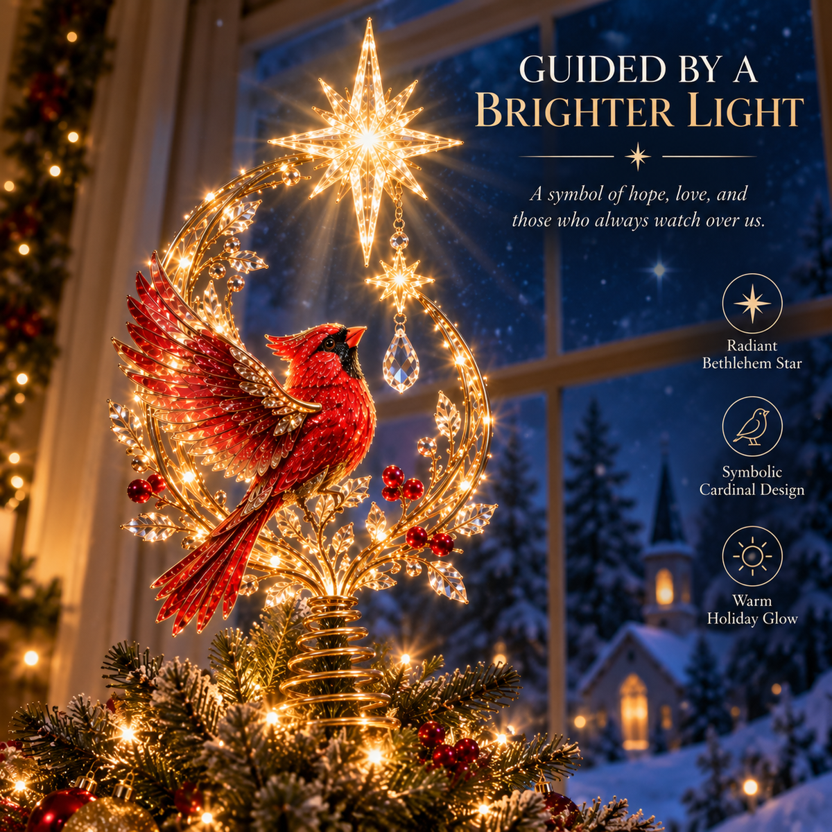 ❤️Cardinal Heaven’s Light Tree Topper🐦🎄