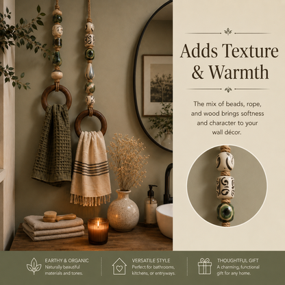 🔥HOT SALE 50% OFF🏡Decorative Beaded Towel Hanger with Wooden Ring