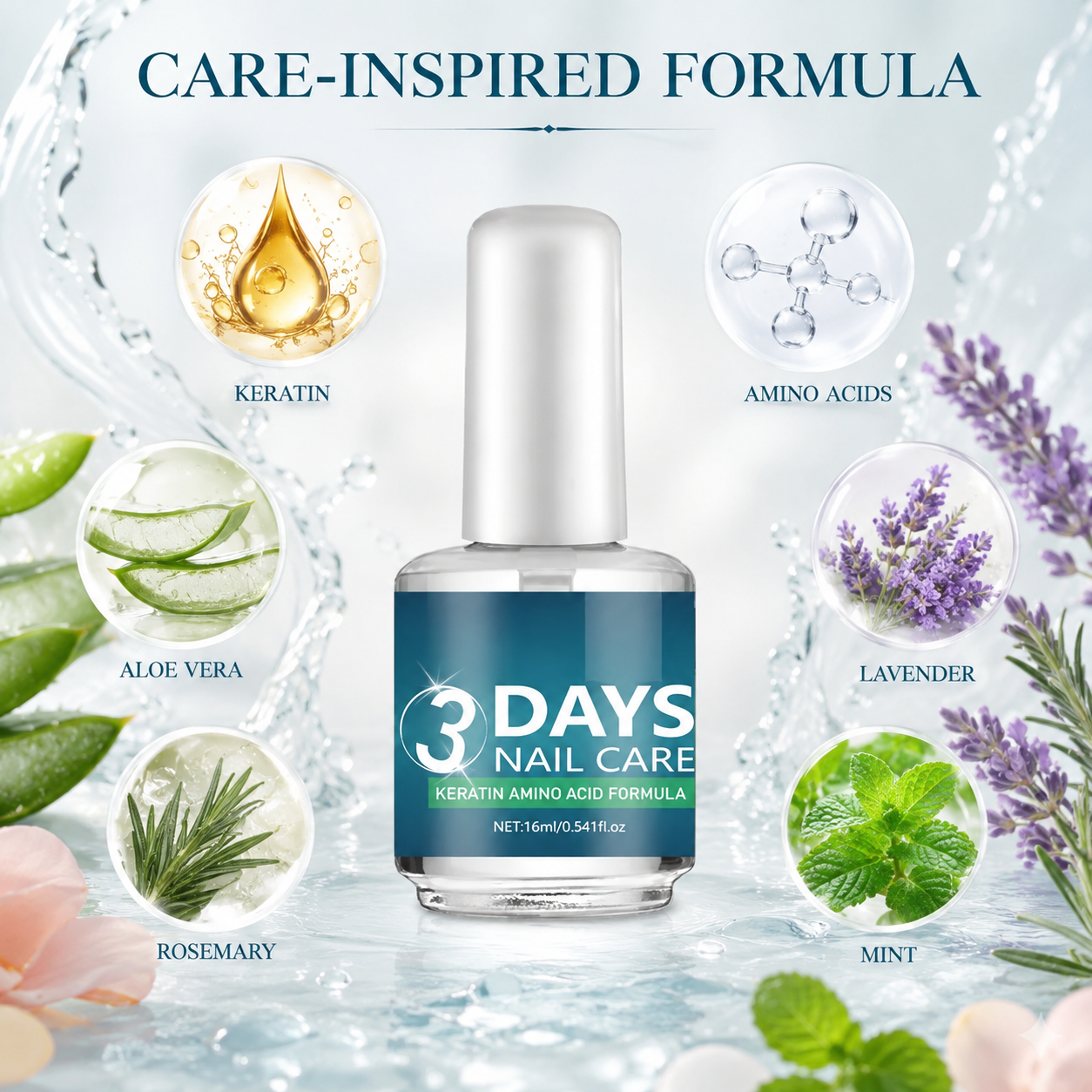 💝LAST DAY 49% OFF💝3 Days Nail Care - Keratin Amino Acid Formula, Suitable for Soft and Fragile Nails