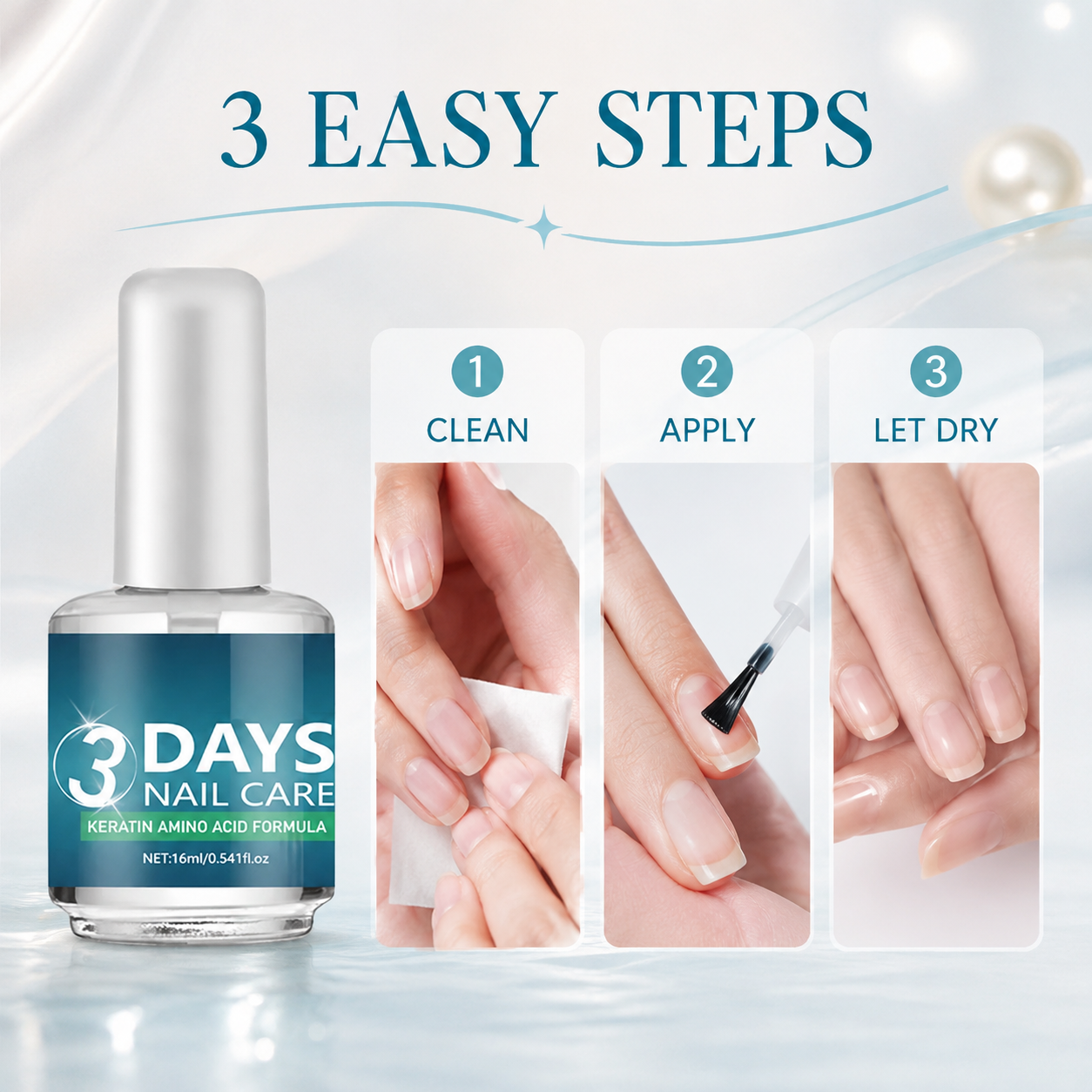 💝LAST DAY 49% OFF💝3 Days Nail Care - Keratin Amino Acid Formula, Suitable for Soft and Fragile Nails