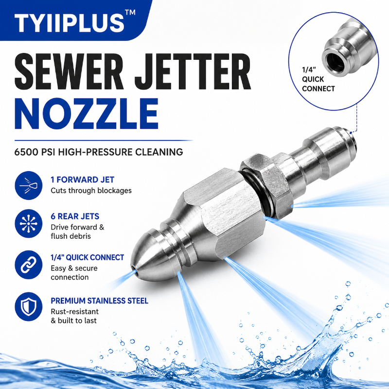 🚿 6500 PSI Sewer Jetter Nozzle – 1/4" Quick Connect Drain Cleaning Attachment