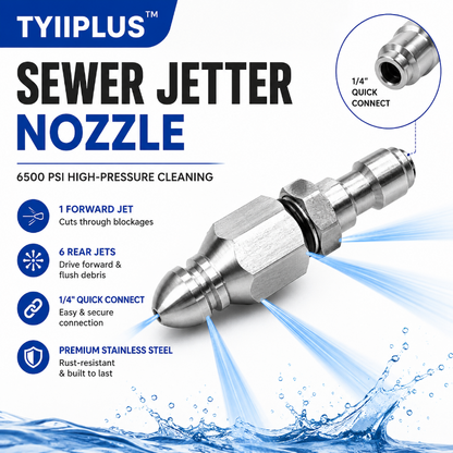 🚿 6500 PSI Sewer Jetter Nozzle – 1/4" Quick Connect Drain Cleaning Attachment