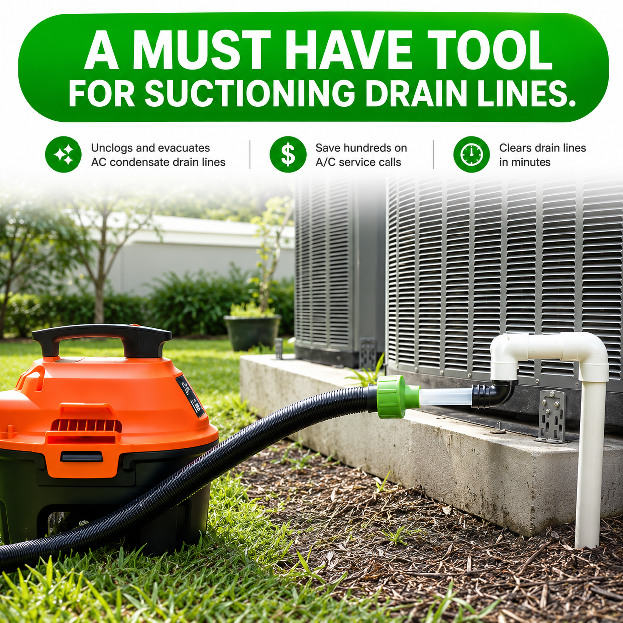 🔥HOT SALE 50% OFF🧊AC Drain Line Cleaner Adapter Evacuates & Unclog AC Drain Line