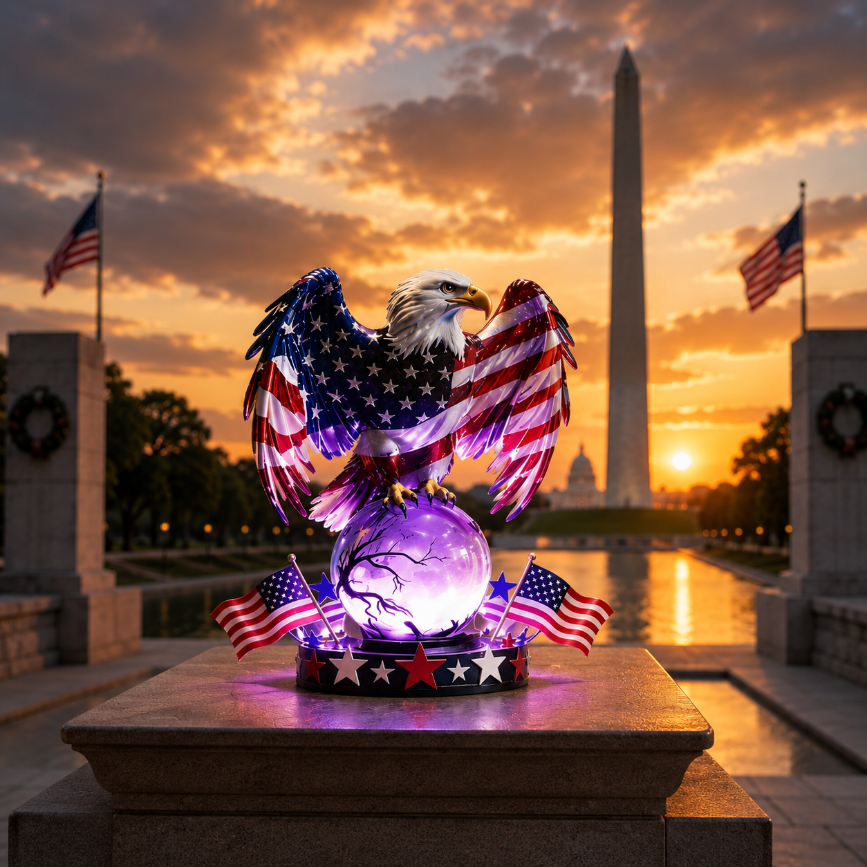 🔥HOT SALE 🇺🇸 Freedom Eagle Patriotic LED Table Lamp – American Pride Decor