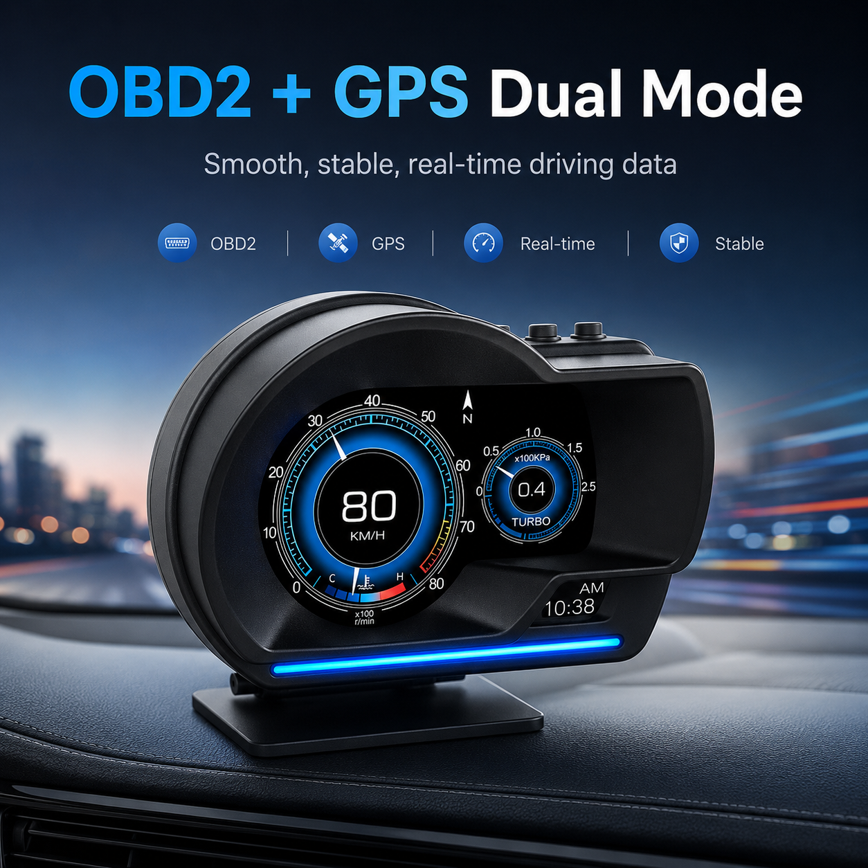 【FREE SHIPPING】Car OBD2 + GPS Digital Display | Real-Time Vehicle Monitor & Smart Dashboard Gauge