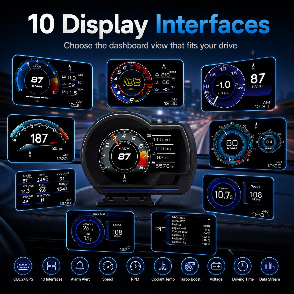【FREE SHIPPING】Car OBD2 + GPS Digital Display | Real-Time Vehicle Monitor & Smart Dashboard Gauge