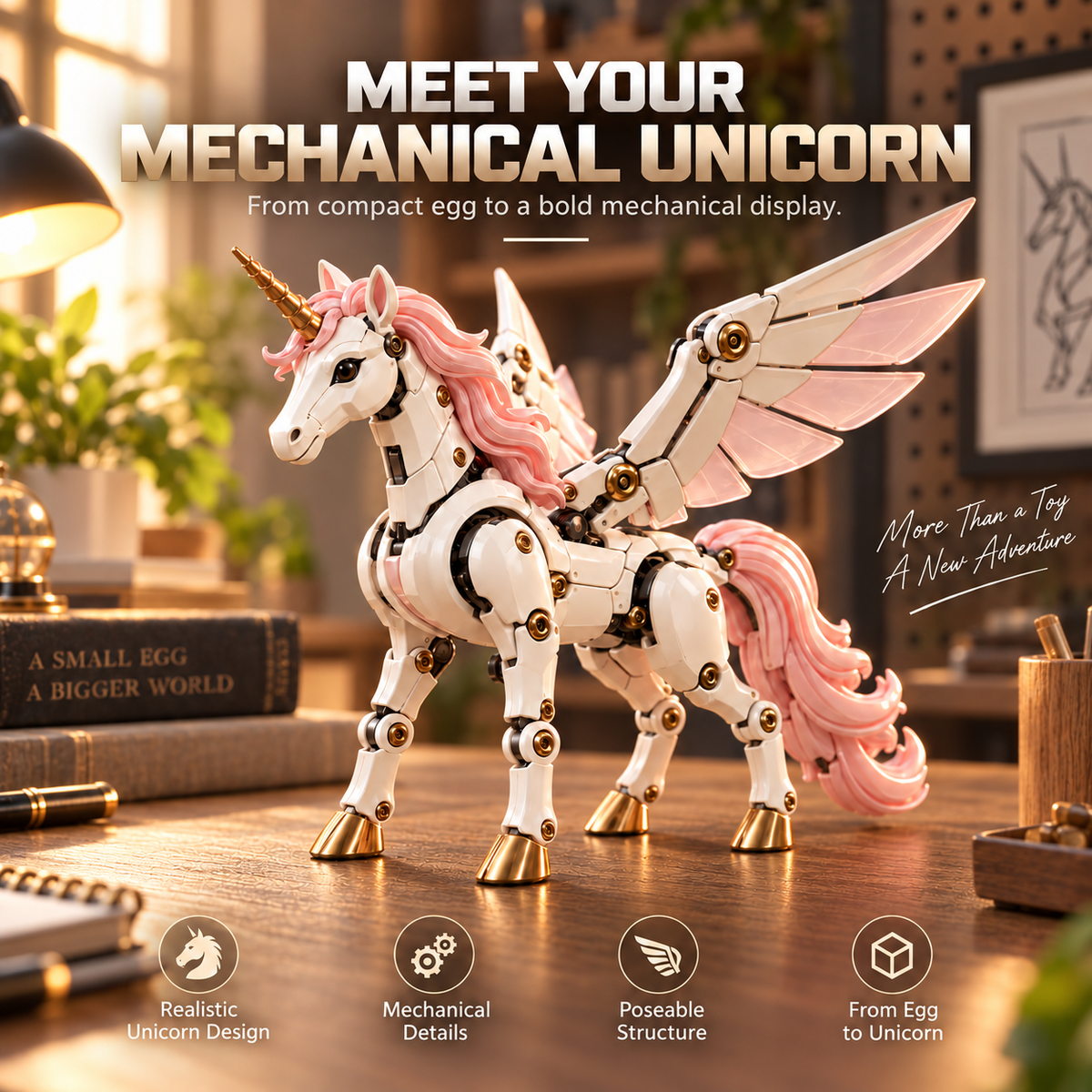 🌈🦄 2-in-1 Transforming Mechanical Unicorn Egg – Winged Fantasy Figure