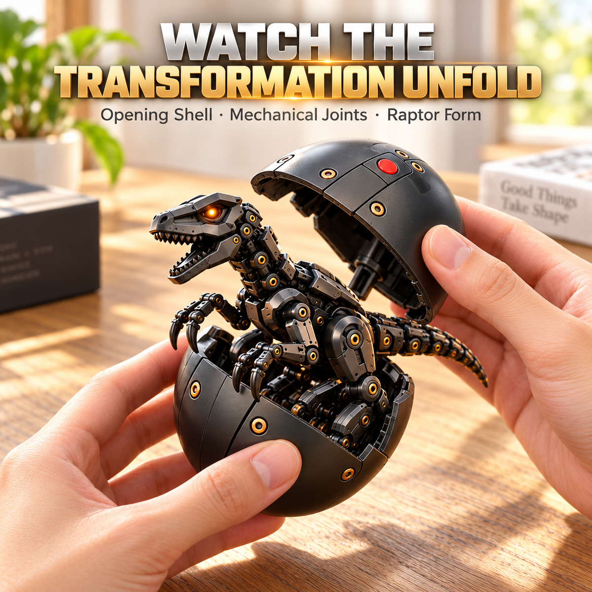 🦖 Egg to Raptor™ – 2-in-1 Transforming Mechanical Dinosaur | Futuristic Robot Collectible & Unique Gift