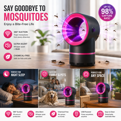 🦟🛡️ Powerful USB Mosquito Trap – Strong Suction & Quiet