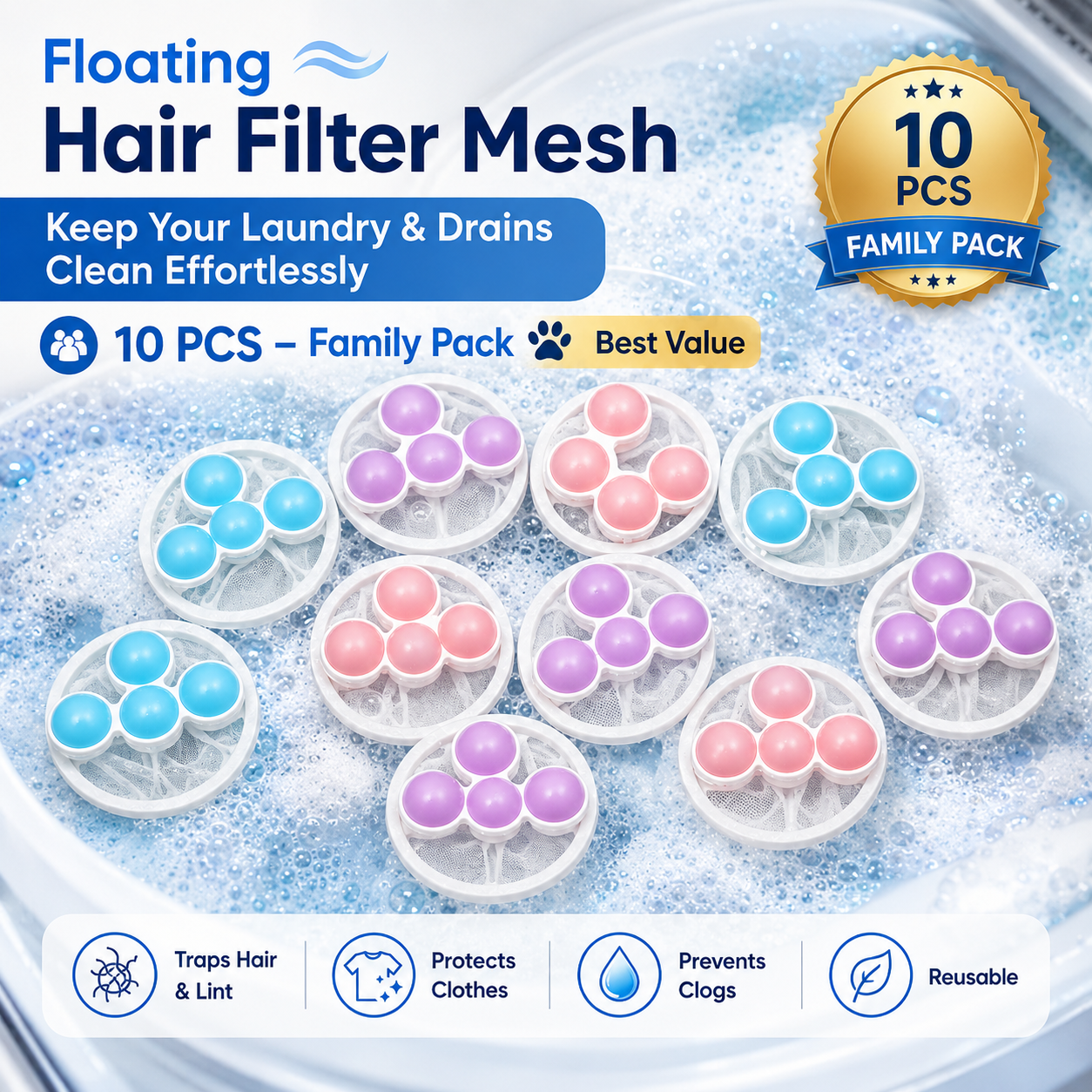 🐾FLASH SALE🧼 Floating Hair Catcher for Laundry & Bathroom