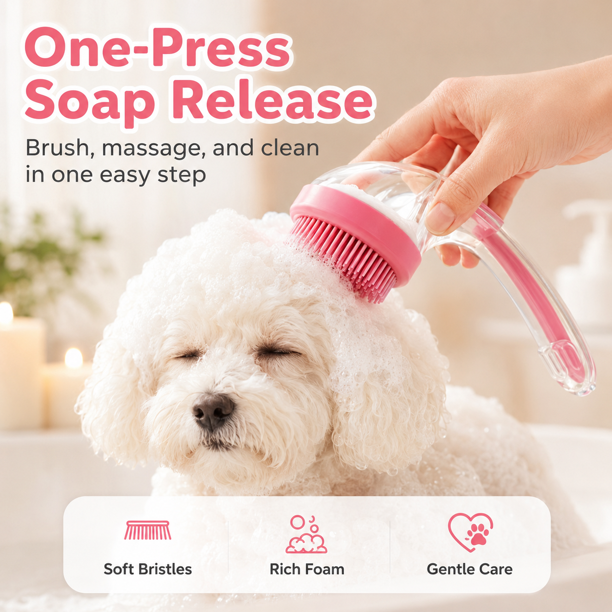 🐶BUY 2 GET 1 FREE🛁 2-IN-1 Pet Bath Brush with Shampoo Dispenser