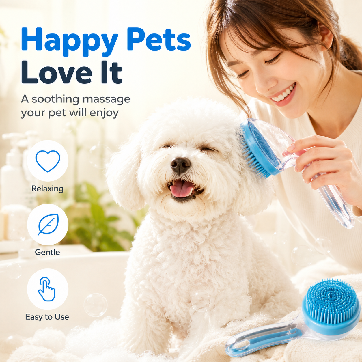 🐶BUY 2 GET 1 FREE🛁 2-IN-1 Pet Bath Brush with Shampoo Dispenser