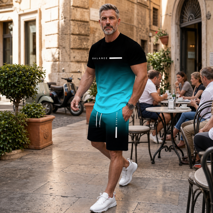 💪LIMITED SALE🔥 Men's Gradient Short Sleeve Activewear Set
