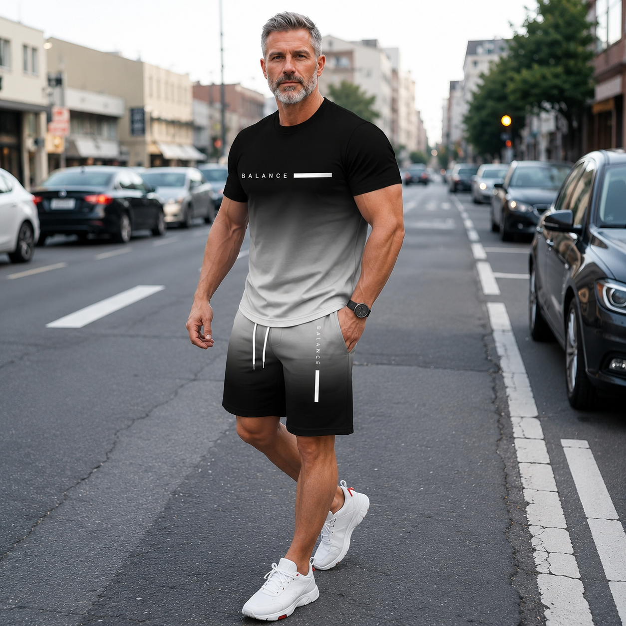 💪LIMITED SALE🔥 Men's Gradient Short Sleeve Activewear Set