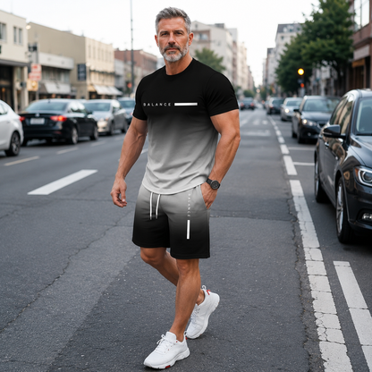 💪LIMITED SALE🔥 Men's Gradient Short Sleeve Activewear Set