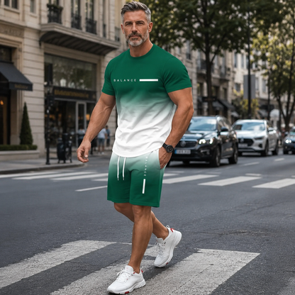 💪LIMITED SALE🔥 Men's Gradient Short Sleeve Activewear Set