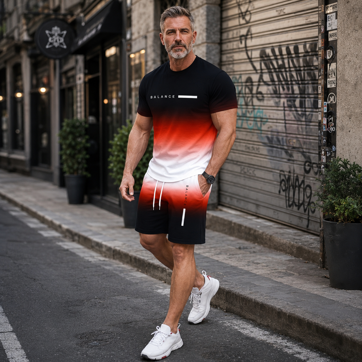 💪LIMITED SALE🔥 Men's Gradient Short Sleeve Activewear Set