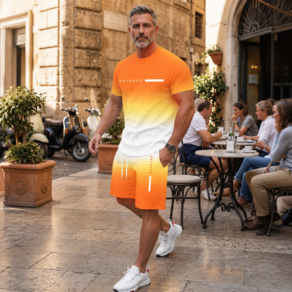 💪LIMITED SALE🔥 Men's Gradient Short Sleeve Activewear Set