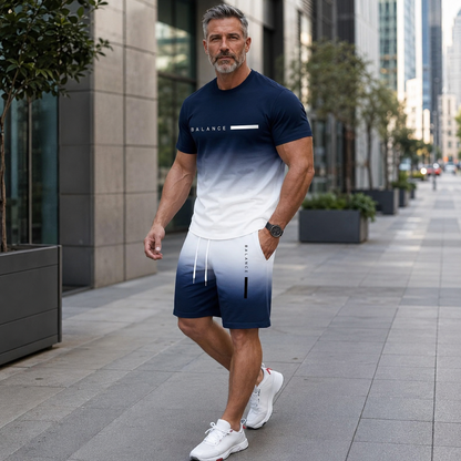 💪LIMITED SALE🔥 Men's Gradient Short Sleeve Activewear Set