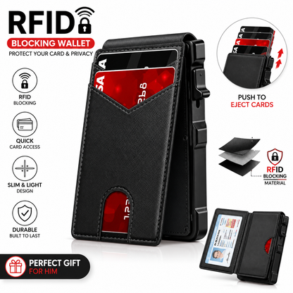 🔥50% off on the last day| 🔐 RFID Blocking Minimalist Pop-Up Wallet | One-Second Card Eject Design & Ultra Slim Pocket Wallet