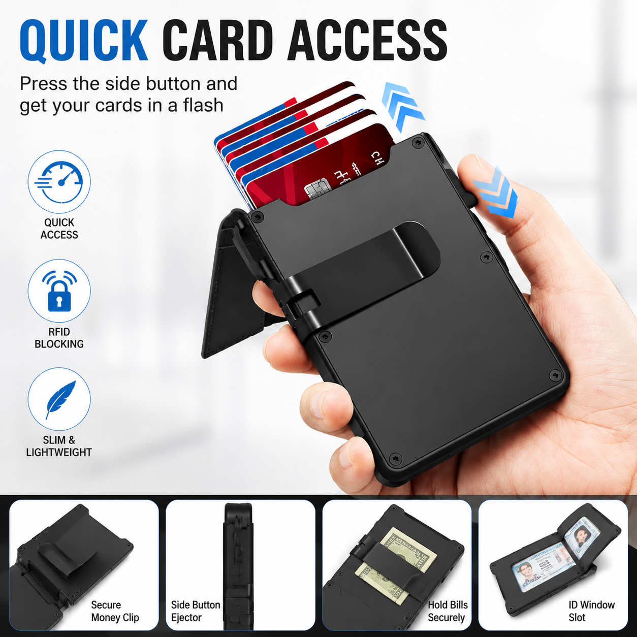 🔥50% off on the last day| 🔐 RFID Blocking Minimalist Pop-Up Wallet | One-Second Card Eject Design & Ultra Slim Pocket Wallet
