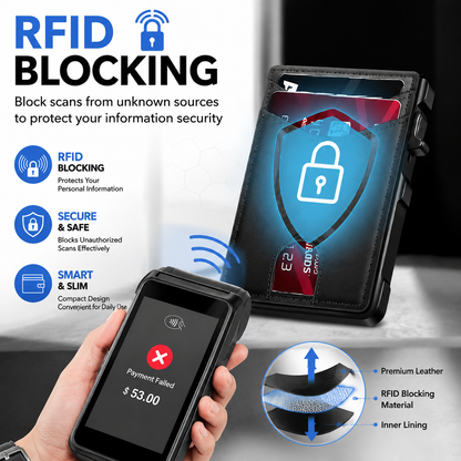 🔥50% off on the last day| 🔐 RFID Blocking Minimalist Pop-Up Wallet | One-Second Card Eject Design & Ultra Slim Pocket Wallet